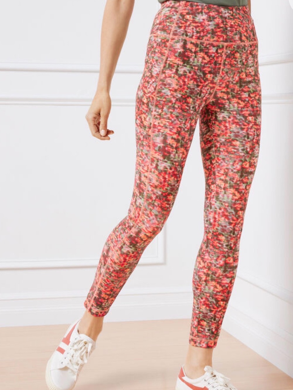 Talbots Pink & Coral Floral-Effect High-Rise Leggings 2X EUC